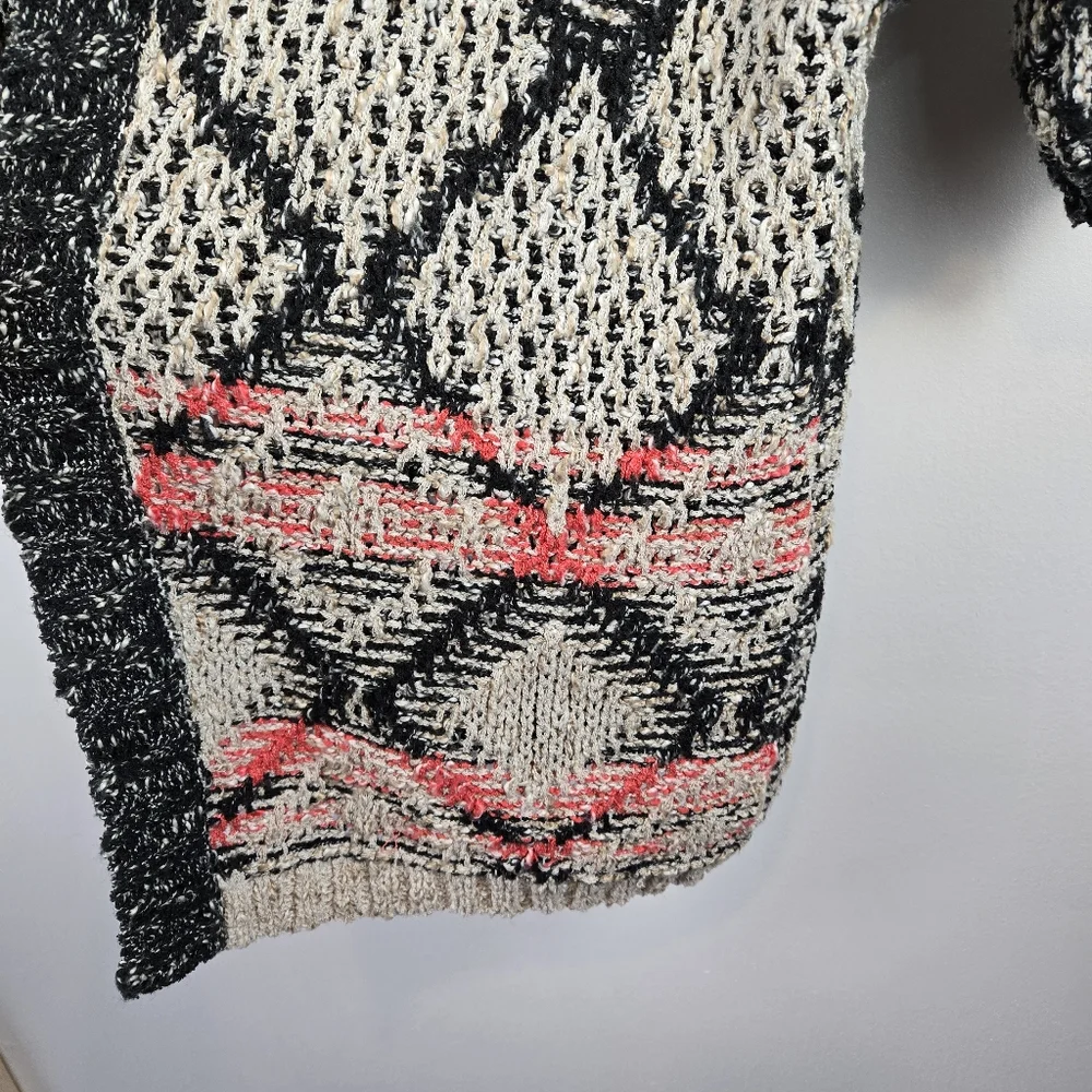 Bluetique Southwestern Abstract Chunky Knit Open Front Cardigan Sweater Size XL
